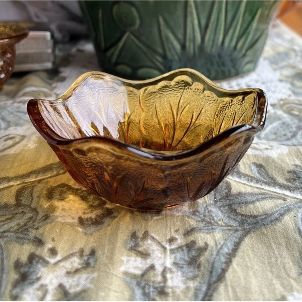 Vtg  Amber Indiana Glass Cabbage 